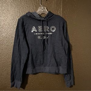 Grey Aero Original Brand New York Long Sleeve Hoodie Sweater, Size Medium